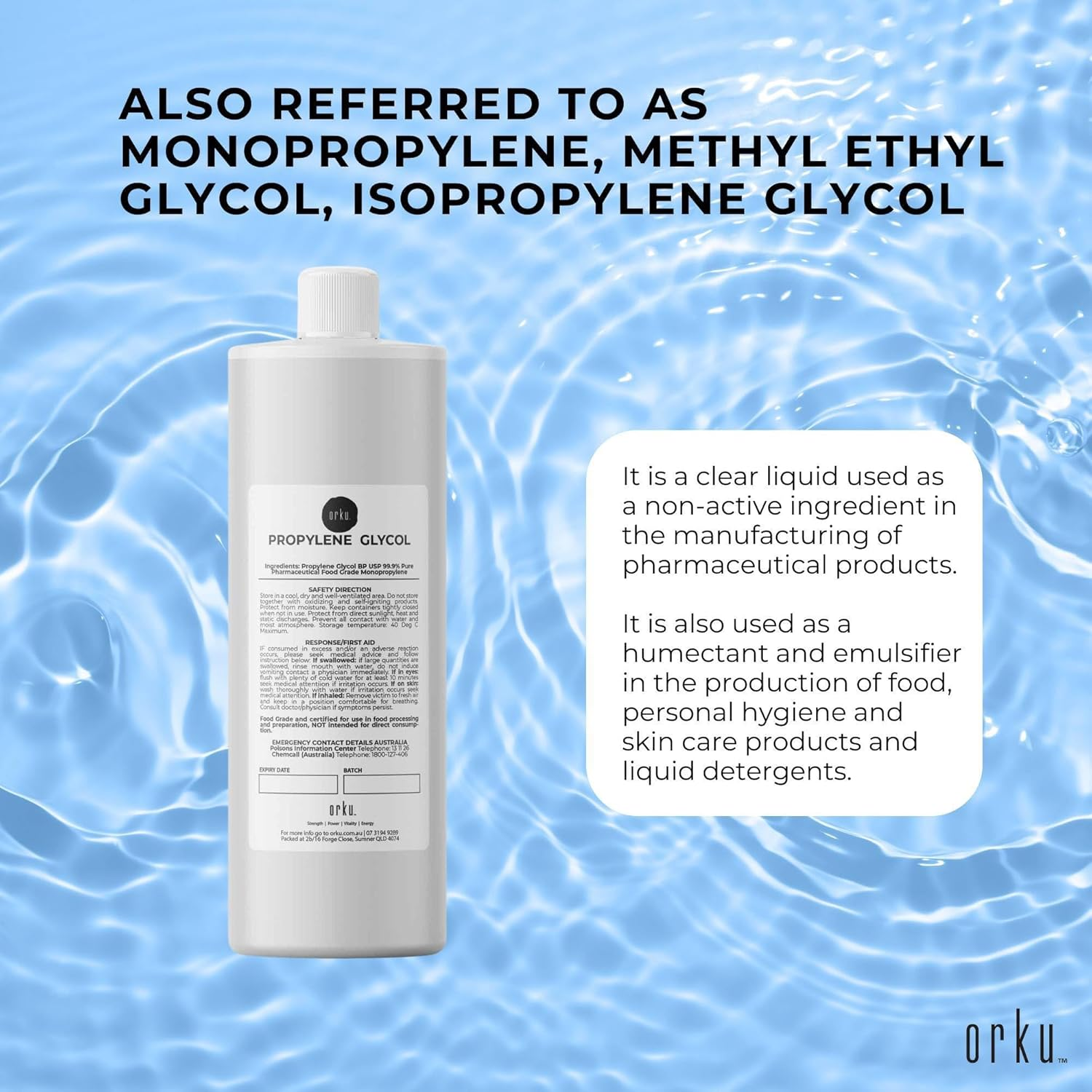 250Ml Propylene Glycol BP USP 99.9% Pharmaceutical Food Grade Monopropylene image number 2