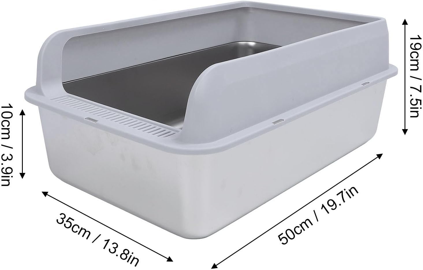 Stainless Steel Cat Litter Box with High Side, Non Rusting anti Stick Easy to Cleanup Enclosed Keep Odor inside anti Leakage Pet Litter Tray for Indoor Big Cats Supplies (Small) image number 3
