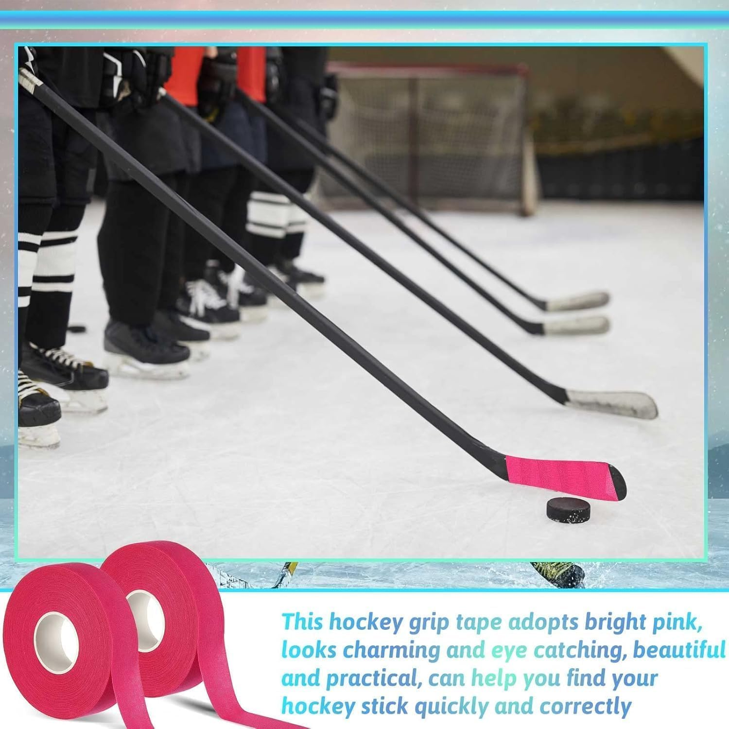 Anti-Slip Hockey Sticks Tape, 2Roll Sports Ice Hockey Grip Wrap Tapes,Non-Slip Ice Hockey Racket Tape,Non-Slip Grip Tapes Sports Tapes Ice Hockey Grip Tape, Red image number 4