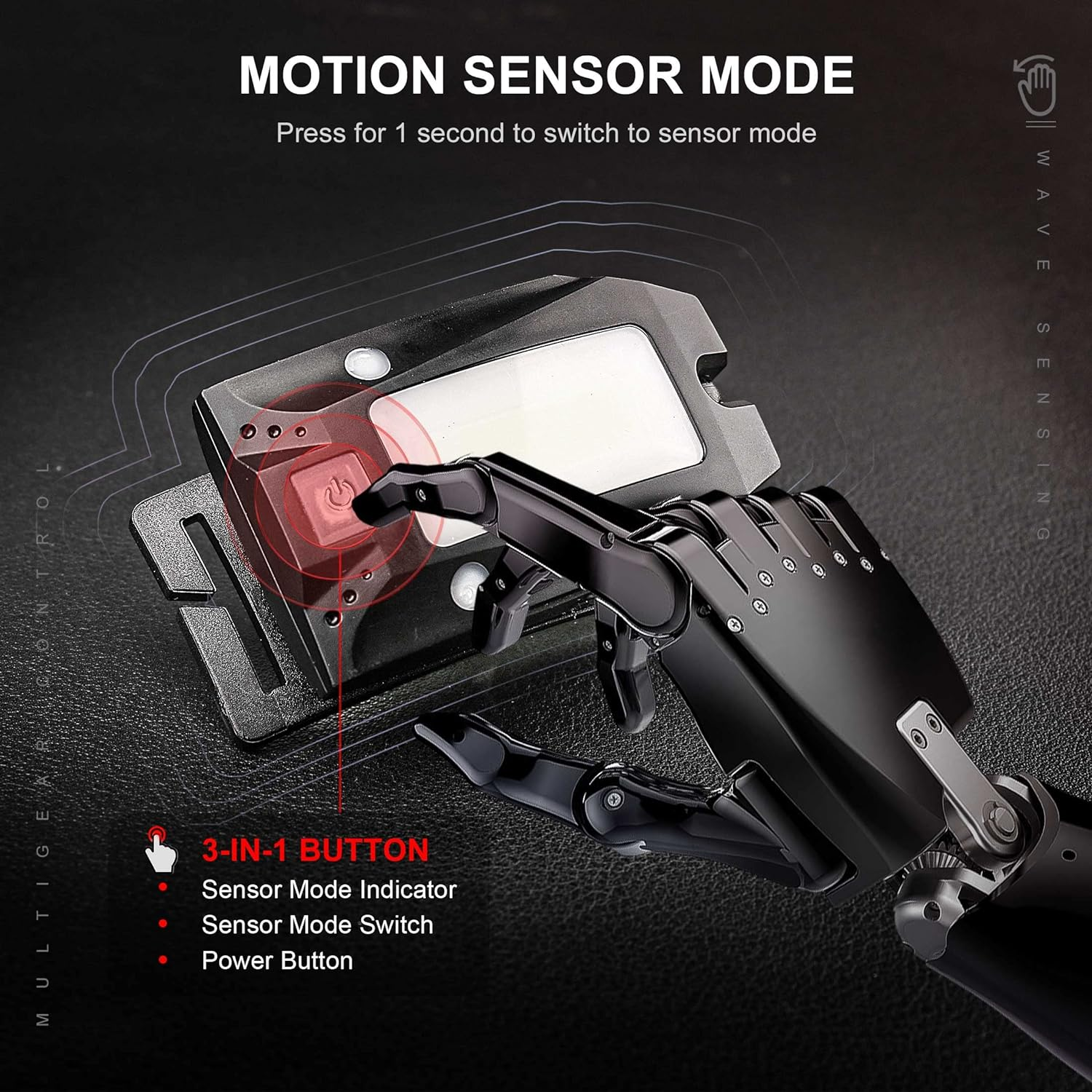 HAUTMEC Headlamp Rechargeable, LED USB Head Light Flashlight with 4 Modes, Waterproof Motion Sensor, 230&deg; Wide Beam with Adjustable Headband for Running,Fishing,Hiking,Camping HT0218-AU image number 4