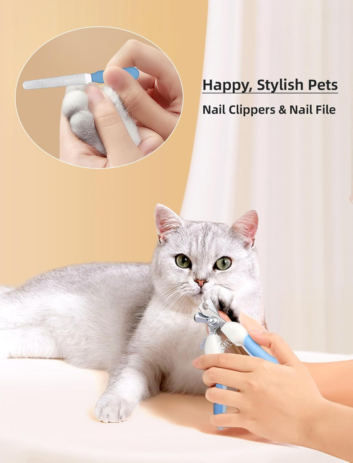 Pet Grooming Kit &ndash; Self-Cleaning Slicker Comb, Nail Clipper & File for Cats, Dogs & Rabbits image number 5