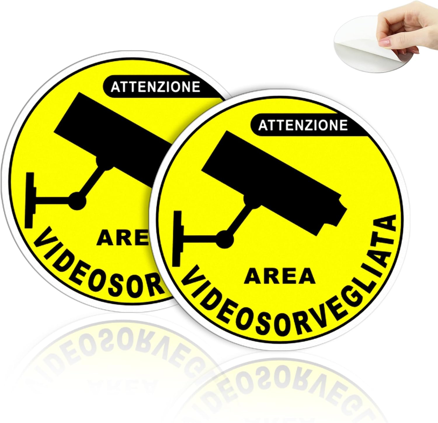 TAKULA Kit 2 Security Signs 22 X 15 Cm - Video Surveillance Camera with Sign House CCTV and Folder Video Surveillance Area Made of Satin Aluminium Rustproof