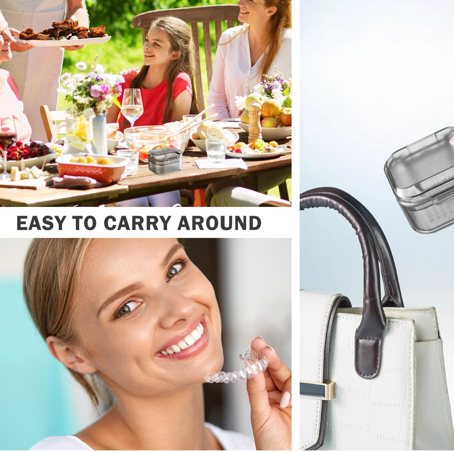 WALWAL Retainer Case, Three-Layer Denture Bath Box with Drain Tray, Travel-Friendly for Dentures & Orthodontics image number 1