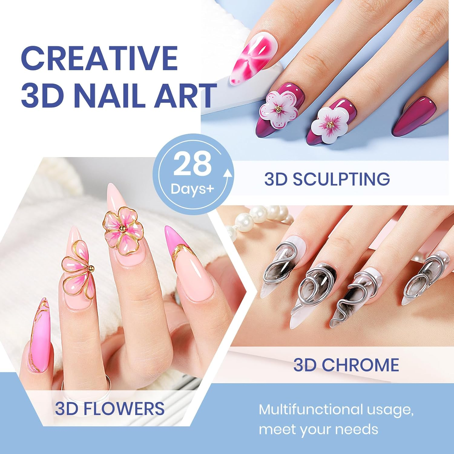 MIZHSE Solid Builder Gel: 2 Colors Clear & White Non-Sticky Hand 3D Nail Gel Sculpting Gel for Nail Art for Molding Modeling and Extension Soak off U V LED Starter Kit DIY Home Salon 18G image number 6