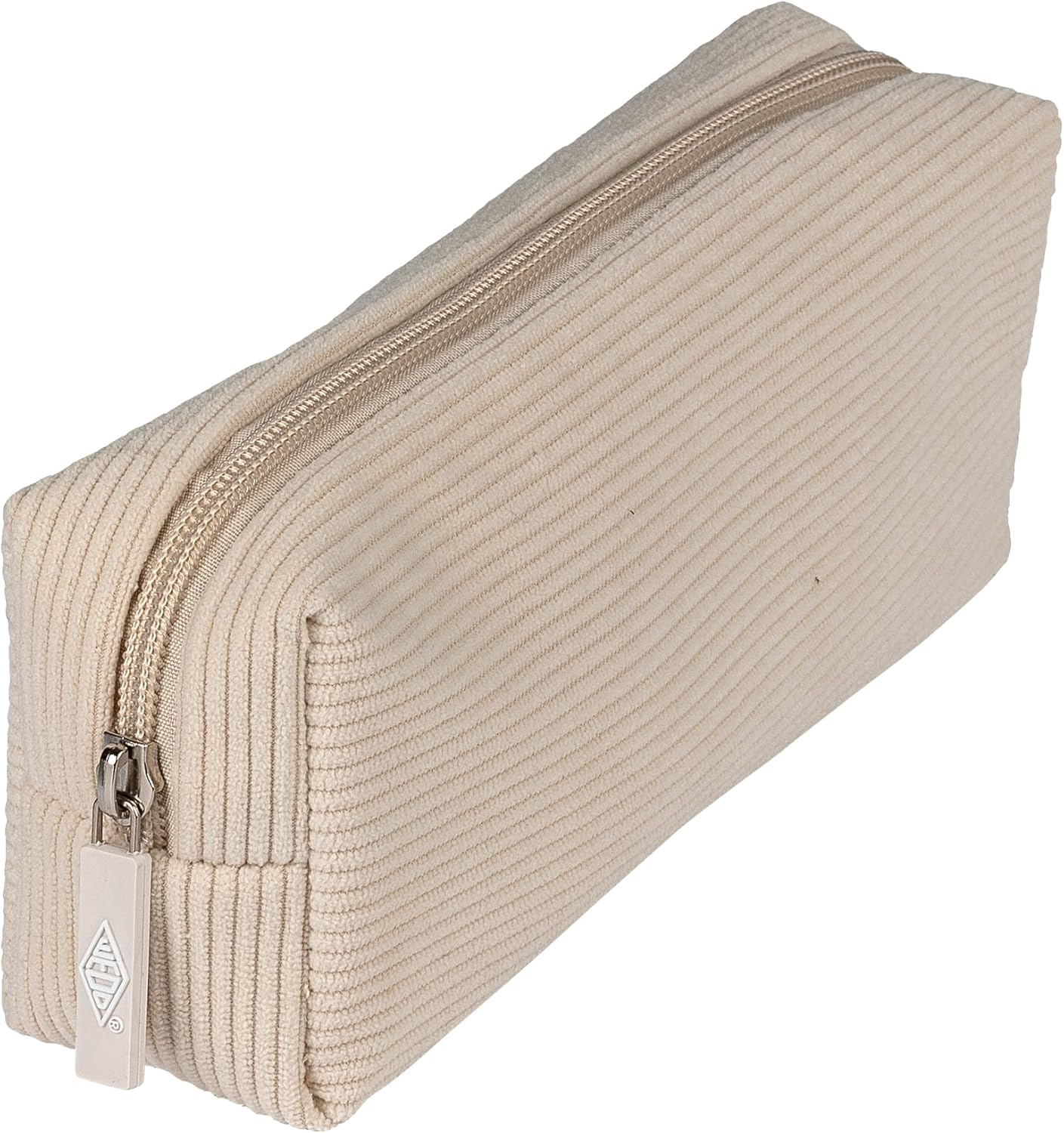 WEDO Cotton Pencil Case in Corduroy Look, School Pencil Case for Pens and Writing Materials, Pencil Case Cord Pistachio