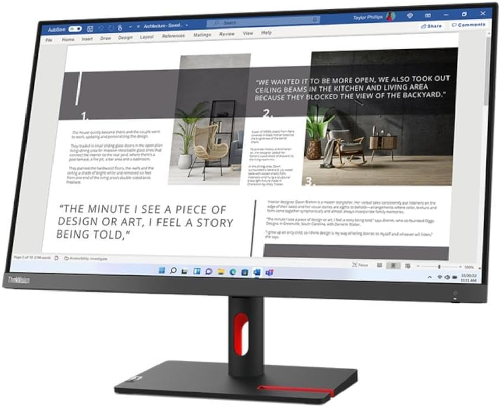 Lenovo Thinkvision S27I-30 27" FHD Business Monitor, In-Plane Switching Display, 100Hz Refresh Rate, 4Ms Response, Eye Comfort, Ultra-Slim Bezels