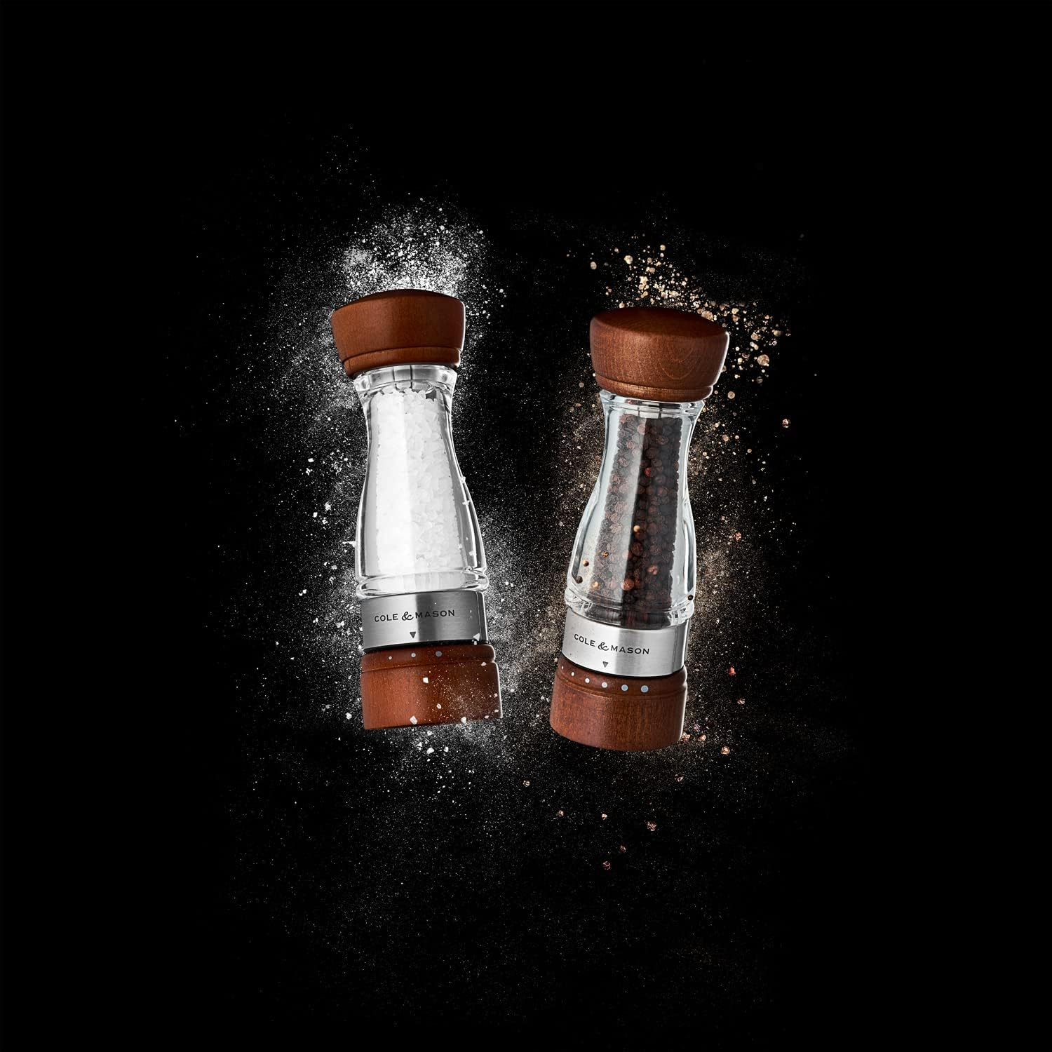Cole and Mason 31221 Salt Mill Grinder - Brown and Clear Design | Beech Wood | Classic Dark Walnut Stain | Precision+ Mechanism | Diamond-Sharp Ceramic Mechanism | Hardened Carbon Steel Mechanism - Pepper Mill image number 6