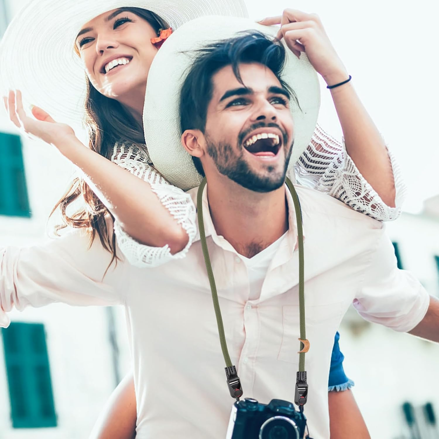 Yplonon Camera Strap with Quick Release - Climbing Rope Camera Strap, Carry Strap for Camera, Shoulder Strap & Wrist Strap for Nikon, Sony, Fuji, DSLR & Compact Cameras - round Rope Green image number 4