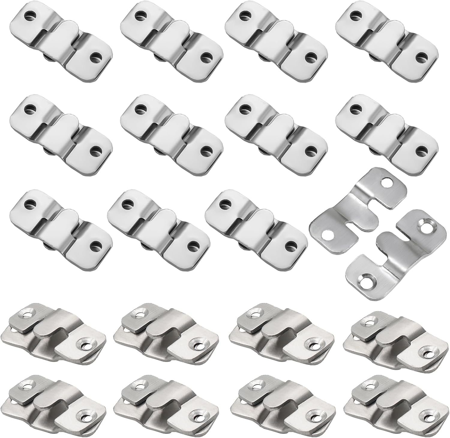Ymaiss 50Packs Stainless Steel Flush Mount Bracket, Interlocking Photo Frame Hook 44X19Mm Heavy Duty Picture Hangers, Z Clip Bracket, Furniture Connector for Photo Mirrors Wall Mount Hardware image number 5