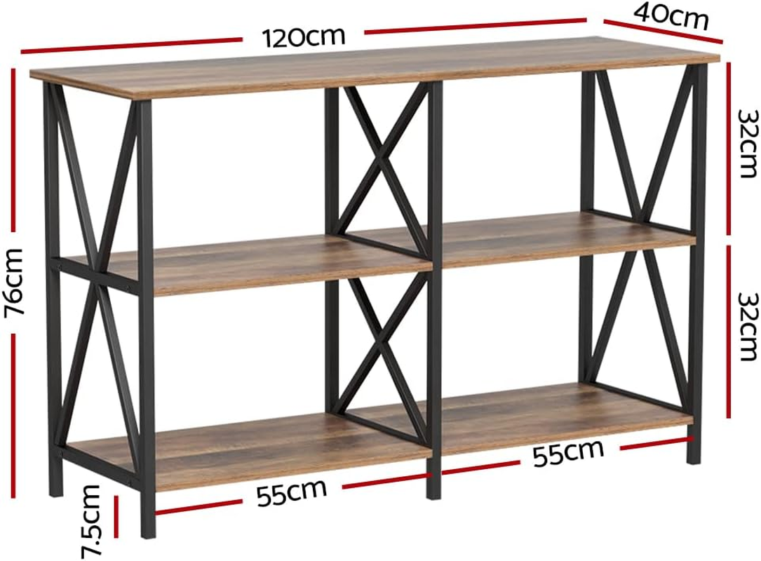 Artiss Console Table, Retro Narrow Side Hallway Tables Desk Display Shelves Home Bedroom Office Living Room Entryway Furniture, with Sturdy Particle Board Anti-Rust Walnut