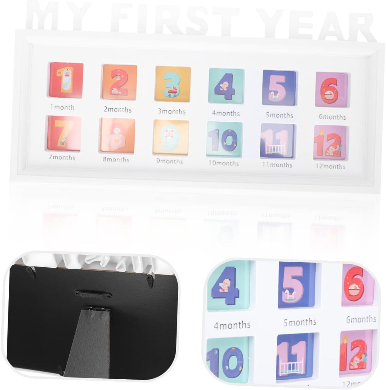 Month Growth Photo Frame Compact First Year Picture Holder for Boys Creative Milestone Display for Home Decor for Recording Memories - Blue image number 3