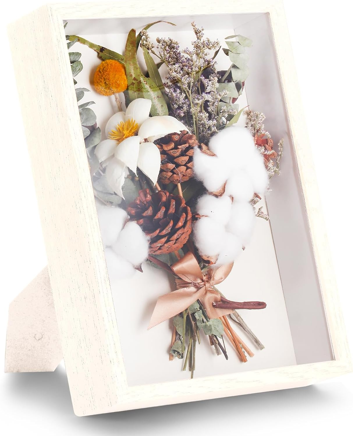 Box Frame, Flower Frame, 3D Picture Frame, Box Picture Frame for Dried Flowers, Crafts, Photos, Money, and Stamps. Great as a Gift for Friends or as Room Decor (White)