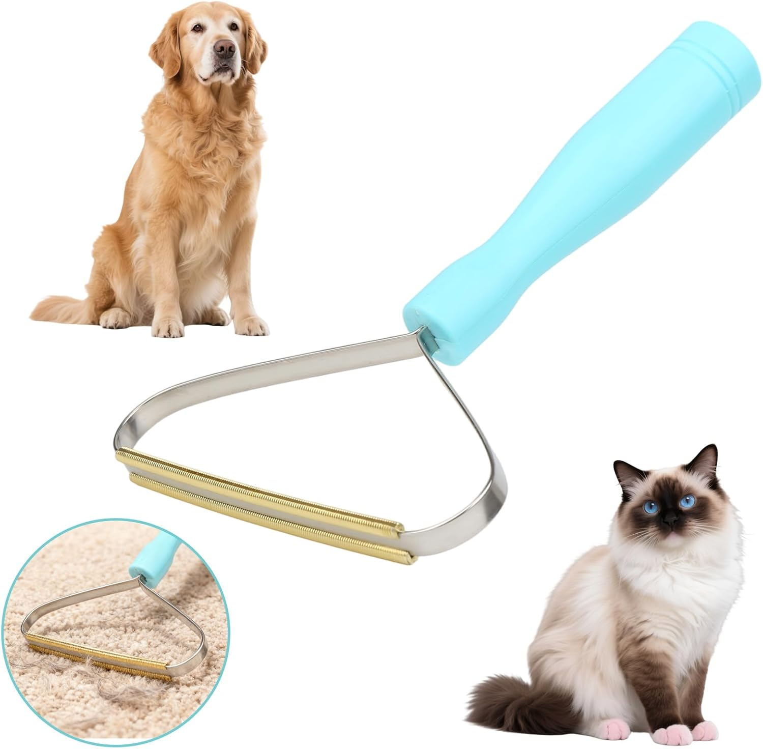 AIAOO Pet Hair Remover - Multi-Fabric Cat & Dog Fur Remover with Carpet Rake Scraper, Reusable Magic Brush for Rugs, Couch, Pet Towers & Car Interiors, Easy to Eliminate Embedded Strands image number 1