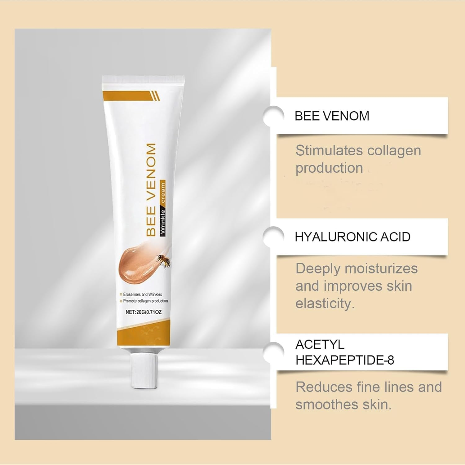2PCS Bee Venom Cream - Wrinkle Removal & Firming, Moisturizing, Lifting & Recovery - All Skin Types - Anti-Aging Bee Venom Cream、Face Cream Moisturiser image number 2