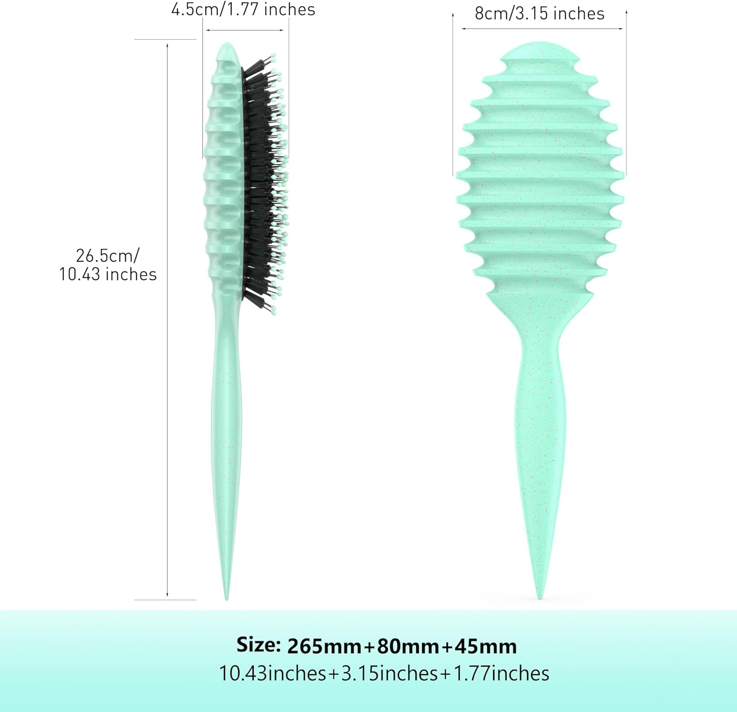 Tofitter Curl Hair Brush &ndash; Anti-Static Detangling Comb for Wet & Dry Hair, Reduces Tangles & Hair Pulling, Ergonomic Handle, Suitable for All Hair Types（Green)