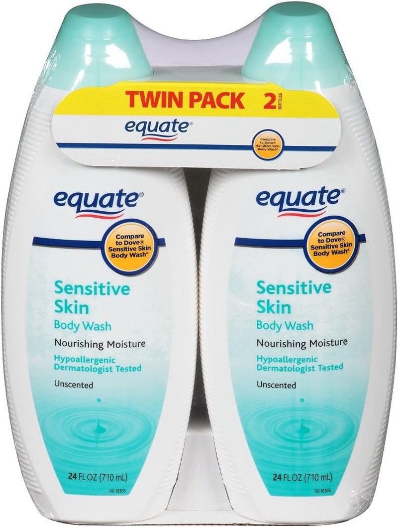 Equate Sensitive Skin Unscented Body Wash, 24 Fl Oz, (Pack of 4) image number 1