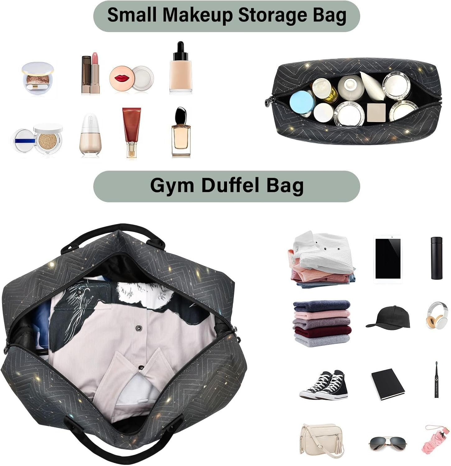 XYMZR Large Travel Duffel Bag, Nebula Galaxy Space Sports Tote Gym Bag, Shoulder Weekender Overnight Bag for Women Men, Carry on Luggage with Toiletry Bags, Multi-Colored, Multi-Colored image number 2