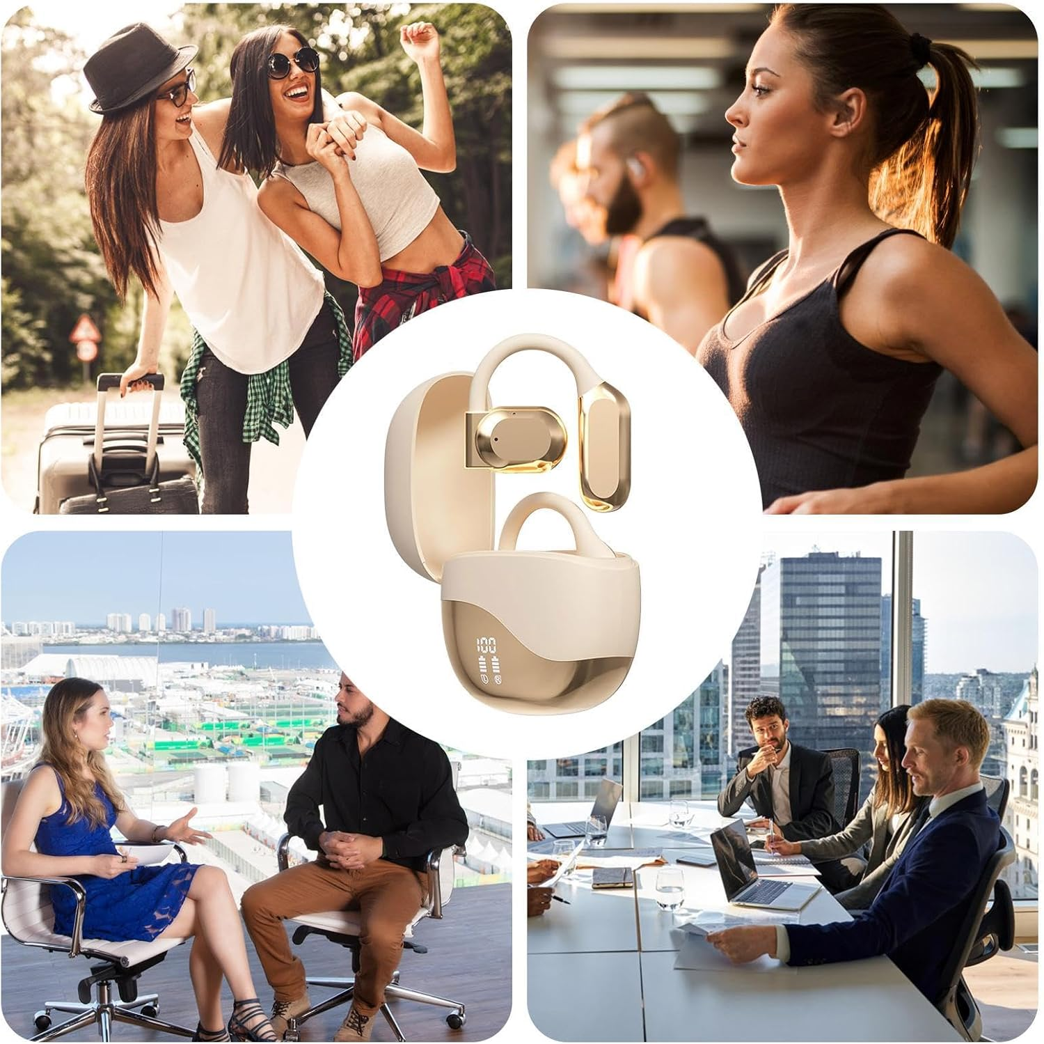 Ai Translating Ear Buds - Real Time Ai Language Translating Headphones,Instant Voice Translation 144 Languages Play Music Over-Ear for Business Learning - Black image number 2