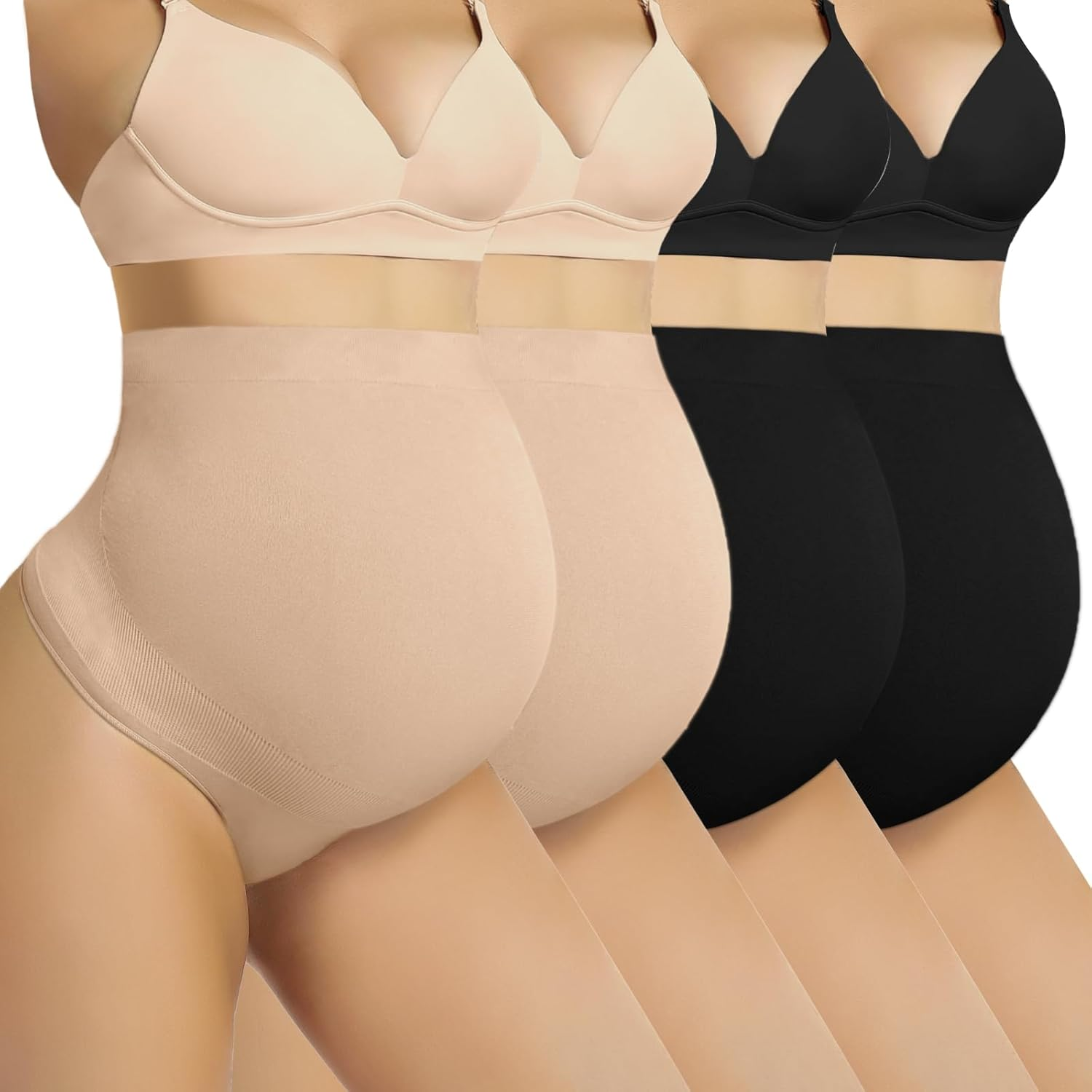SAYCELI Seamless Maternity Thongs Underwear for Women, Pregnancy Shapewear over the Belly, Pregnant Belly Support Panties