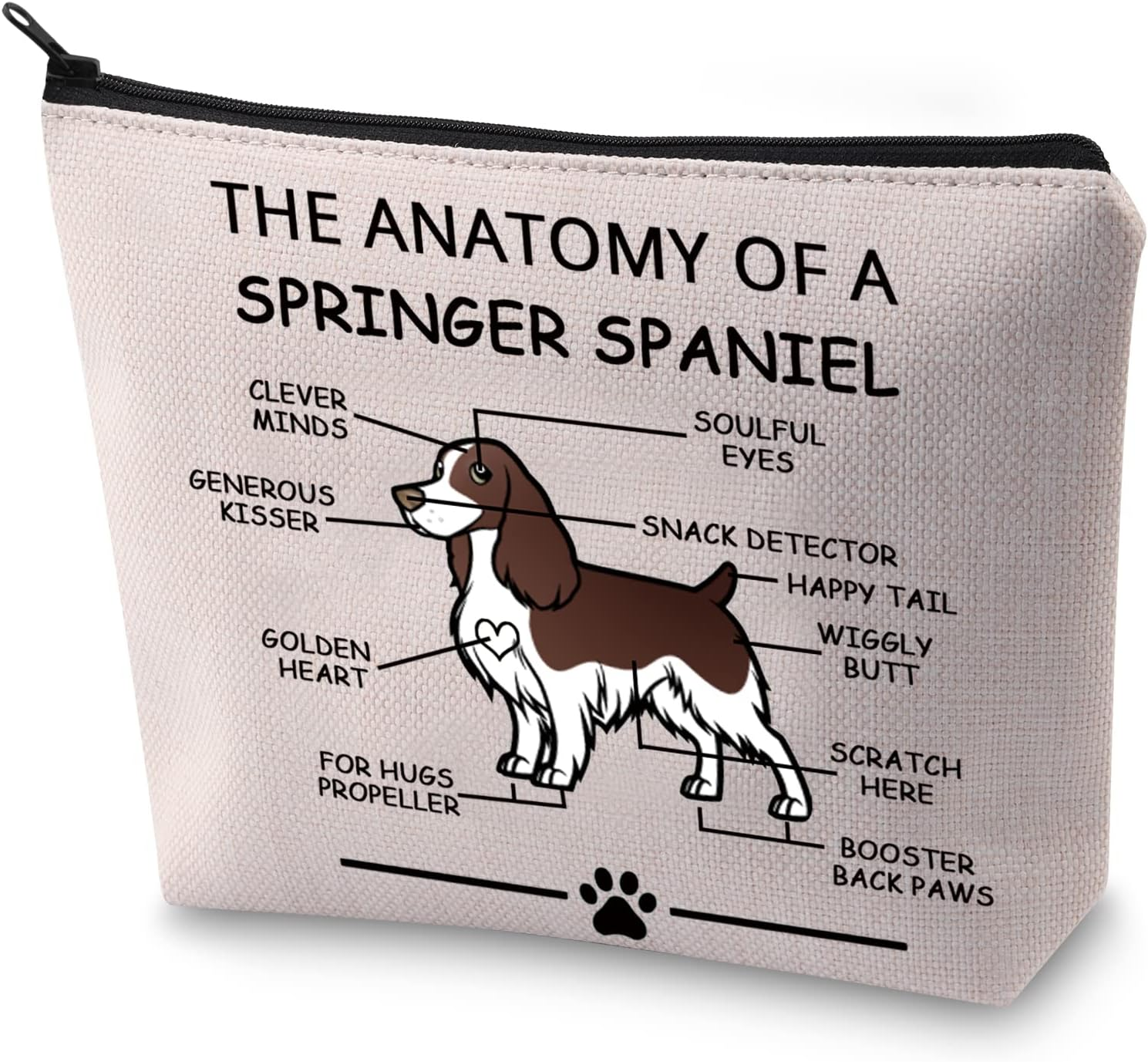 LEVLO Funny Springer Spaniel Lovers Gifts the Anatomy of a Springer Spaniel Cosmetic Bags Springer Spaniel Veterinary Mom Travel Toiletry Bags, Springer Spaniel