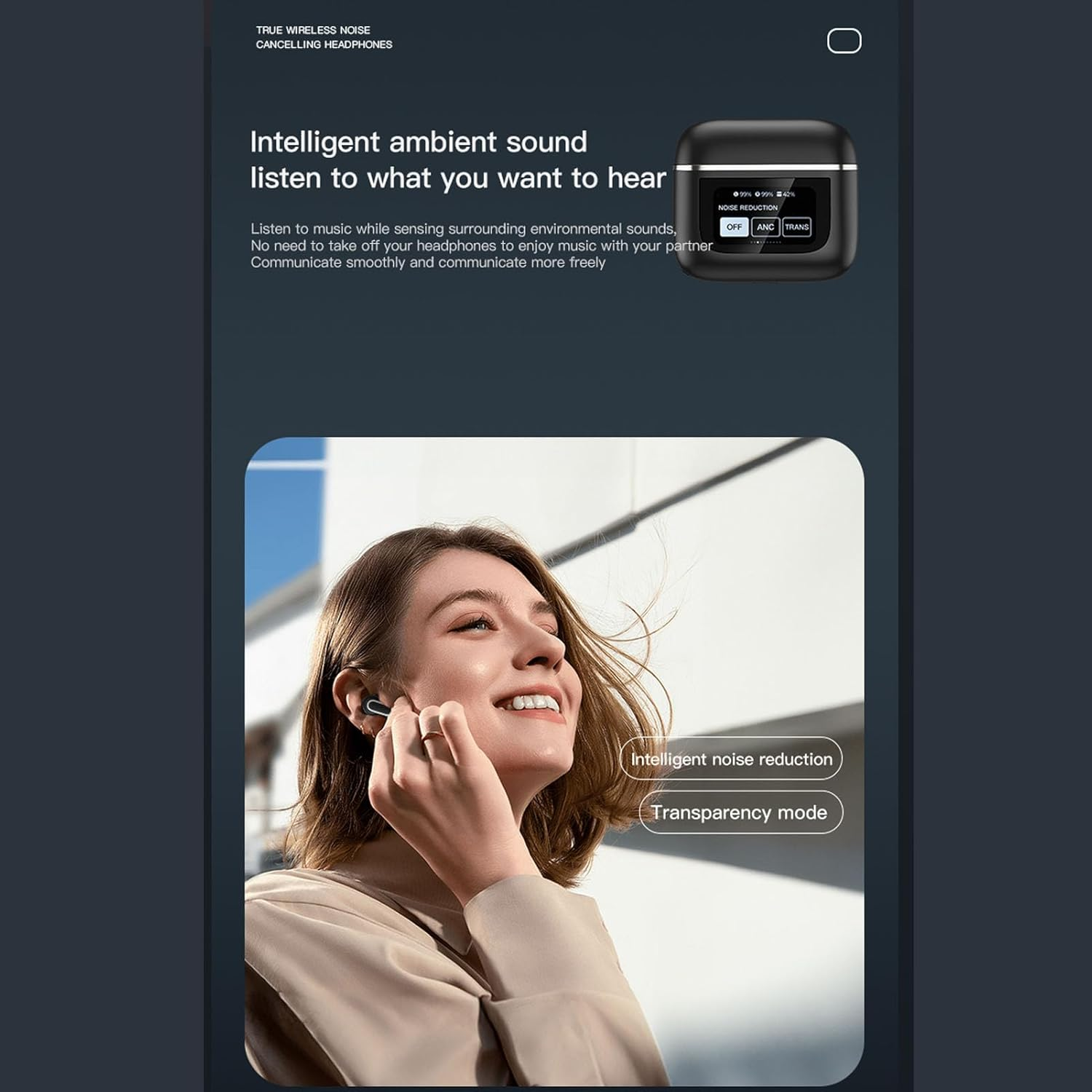 Depisuta Language Translator Earbuds, Wireless Translation Earphones with APP Display Screen 74 Languages 70 Accents Active Noise Cancellation for Travel Business Meetings image number 4