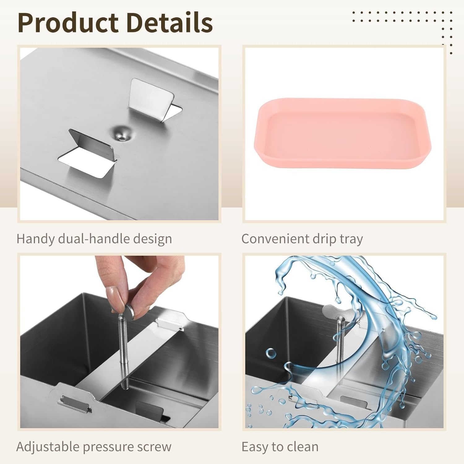 Stainless Steel Tofu Press Kit, Adjustable Tofu Maker Mold with Presser Towel and Drip Tray,Paneer Making Machine for Homemade Firm Tofu Chees (L) image number 6