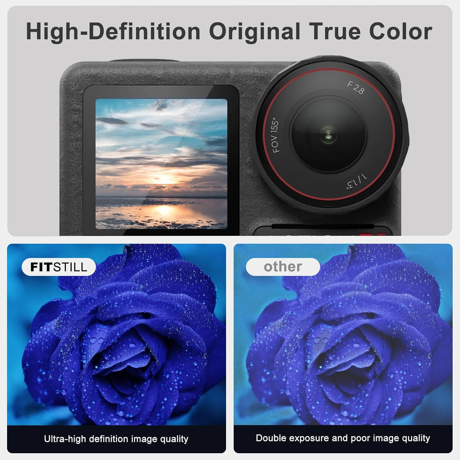 Fitstill [10Pcs] LCD Screen Protector with Silicone Lens Cap Appliable for DJI Osmo Action 5 Pro,Osmo Action 5 Pro Action Camera Accessories,Ultra HD 9H Hardness,Scratch Resistant Bubble-Free image number 1