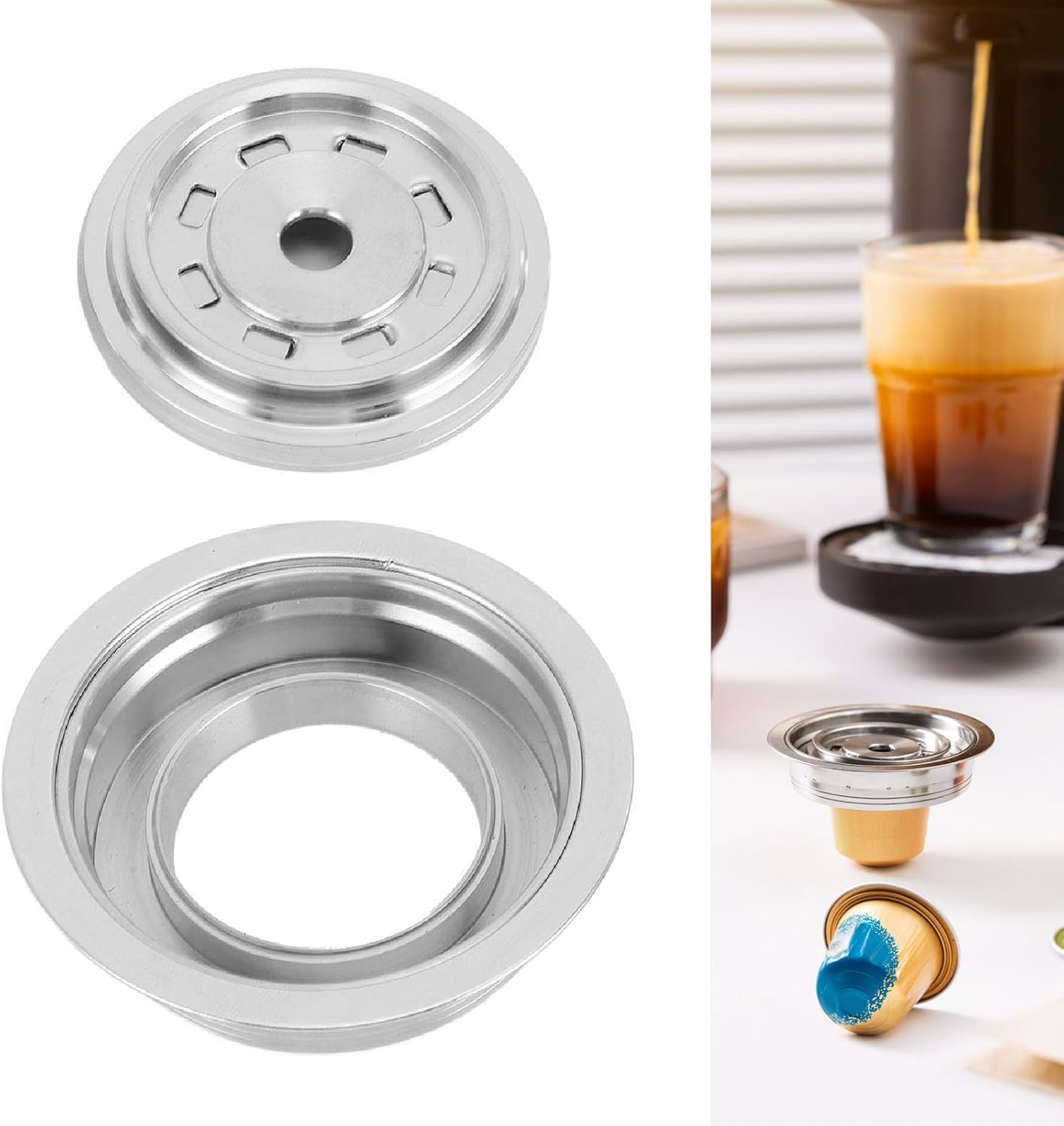 Reusable Stainless Steel Coffee Pods Adapter, Pod Converter Holder, Compatible with ENV135, Vertuoline GCA1, Vertuo Next , DIY Your Coffee Flavor (150Ml) image number 5