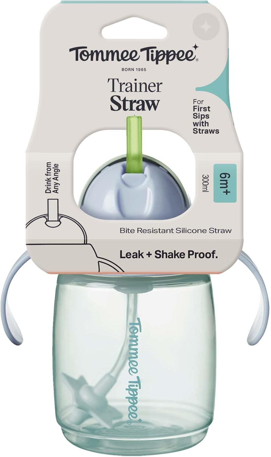 Tommee Tippee Trainer Straw Cup, 300Ml, Easy Transition Toddler Cup for 6 Months+, with Silicone Weighted Straw and Easy-Hold Handles, Assorted Colours, 1 Pack image number 3