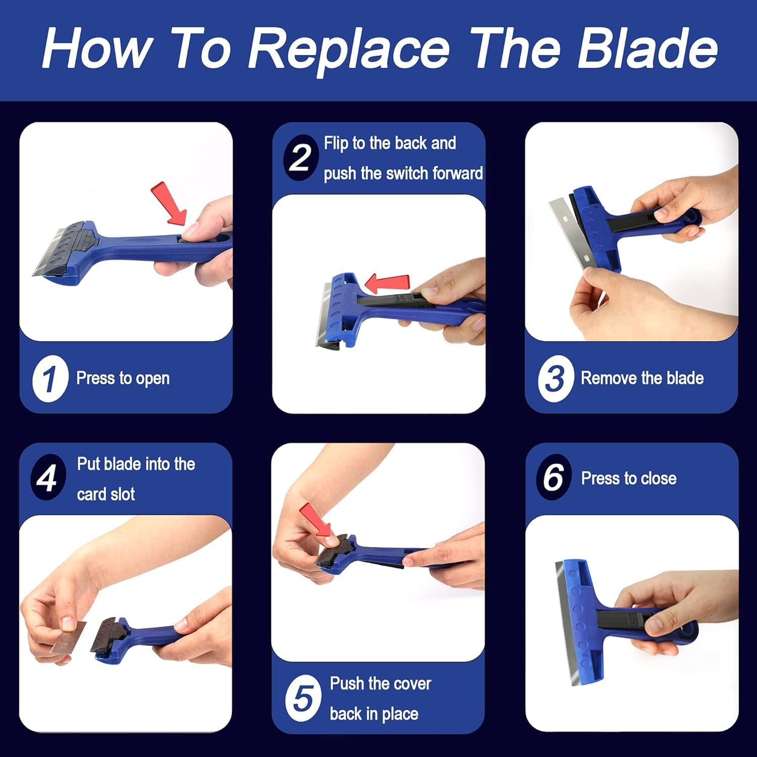 Razor Scraper,4 Inch Scraper Tool with 10 Spare Metal Blades,Razor Scraper Remover for Cleaning Windows, Glass,Tile, Floors,Stove Tops from Paint,Caulk,Adhesives,Labels,Decals,Stickers image number 3