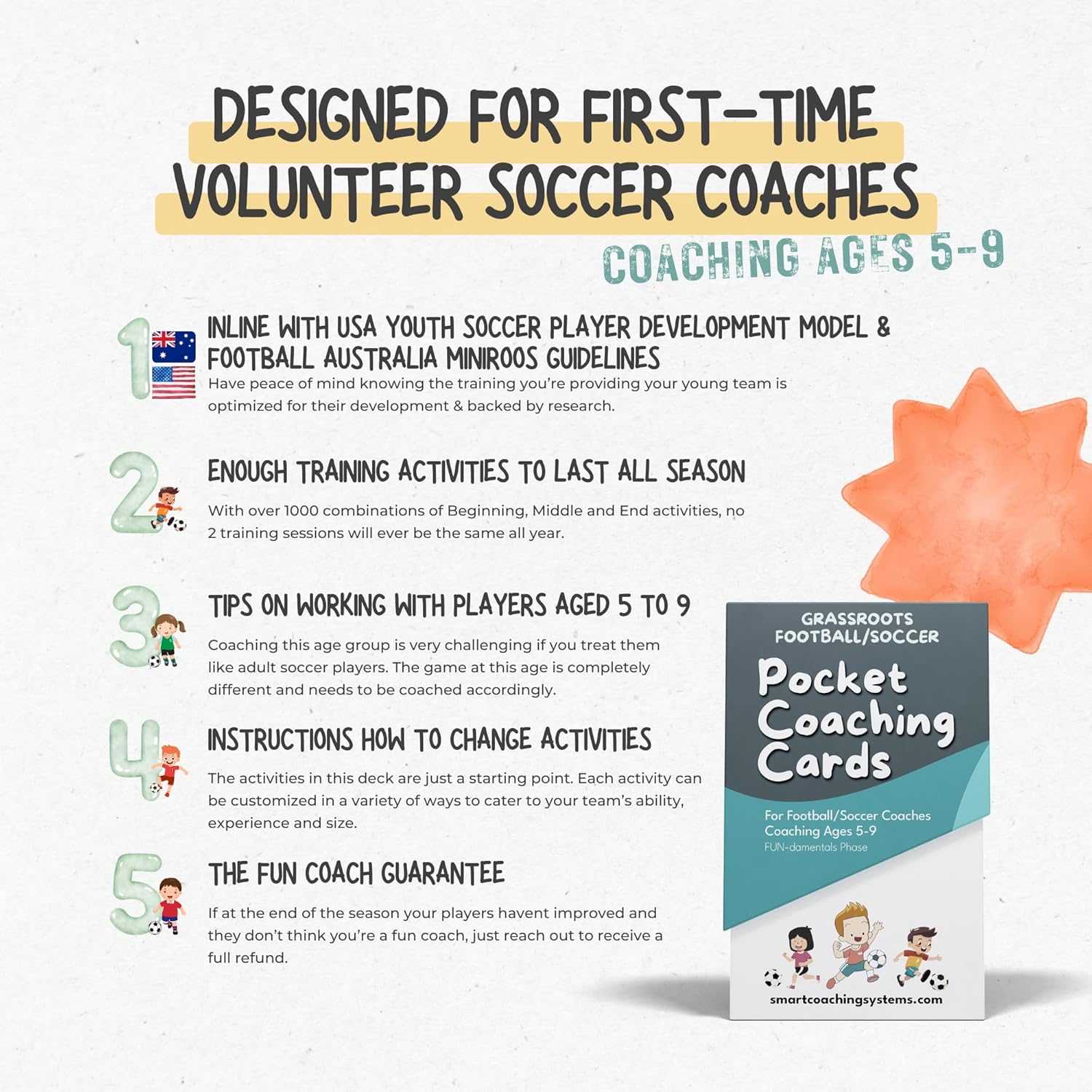 Grassroots Soccer Coaching Cards - Soccer Drills for Kids Aged 5 to 9 - for Miniroos Soccer Coach image number 4