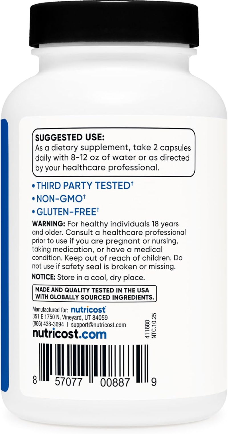 Nutricost HMB (Beta-Hydroxy Beta-Methylbutyric) 1000Mg (120 Capsules) - 500Mg per Capsule, 60 Servings - Gluten Free and Non-Gmo image number 2