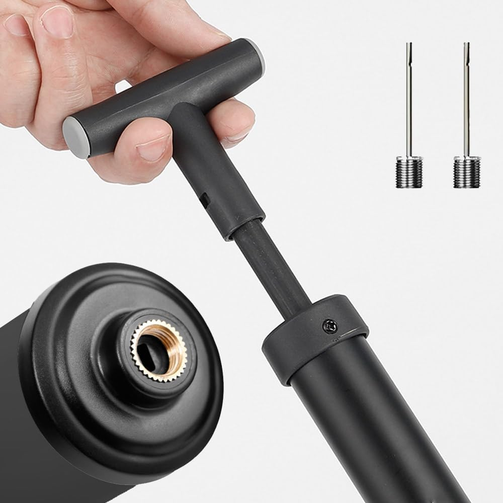 Esforzarse Basketball Air Pump, Portable Hand Air Ball Pump Inflator Kit, Multifunctional Soccer Ball Inflator with 4 Needles, 2 Nozzle and 1 Extension Hose, Volleyball Pump for All Exercise Balls