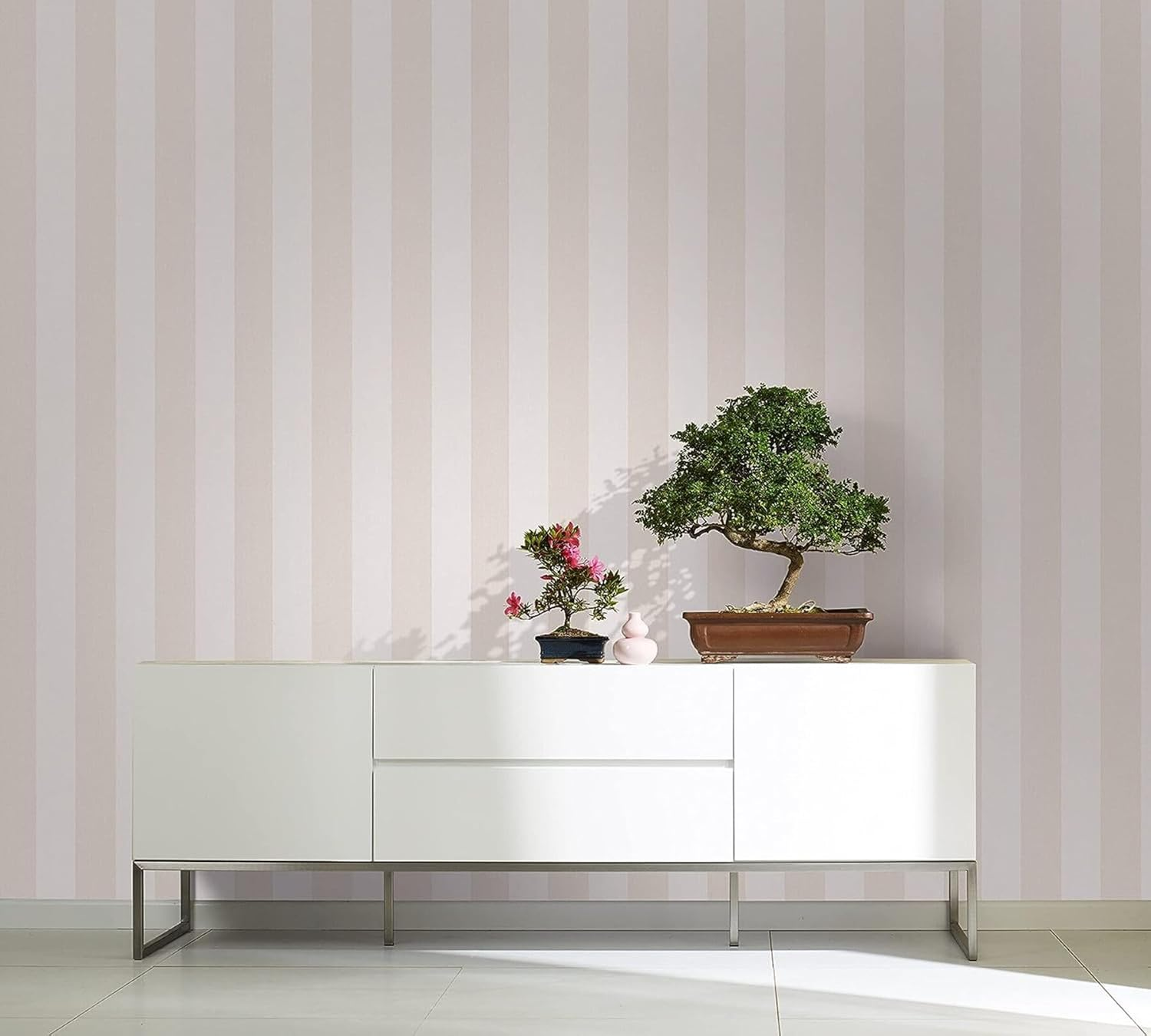 WALLCOVER Beige Non-Woven Wallpaper Stripes Country House White Lines Modern Block Stripe Wallpaper Fine Structure 10.05 X 0.53 M Made in Germany - Black And White Contrast image number 6