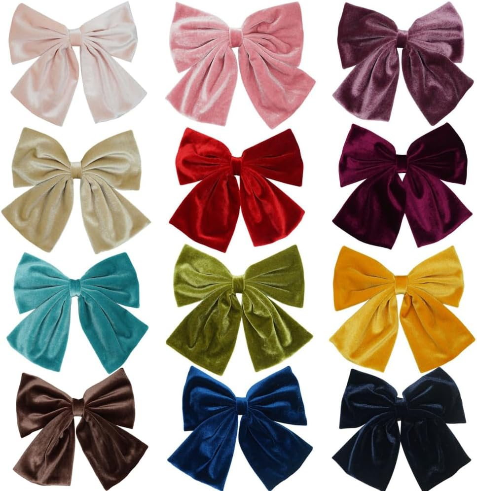 Large Hair Bow Clip, Velvet Bow Hair Clips, Elegant French Hair Clip, Bow Hair Accessories, Fabric Hair Accessories for Women, Wedding, Banquet, Daily, Lake Blue image number 4