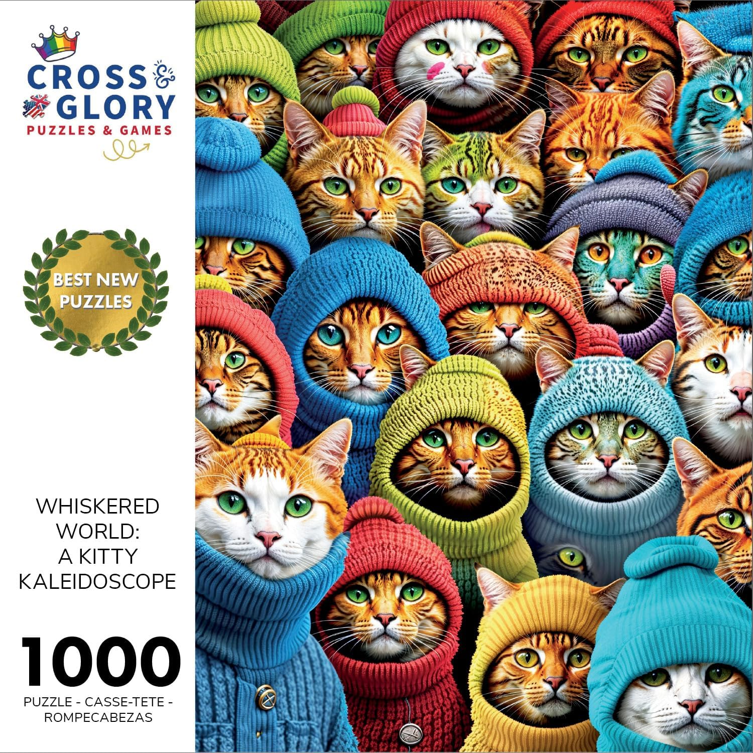 Cross & Glory &ndash; Whiskered World: a Kitty Kaleidoscope &ndash; Cat Jigsaw Puzzle for Adults, 1000 Pieces | Vibrant, Challenging & Detailed - Whisker Wonderland image number 3