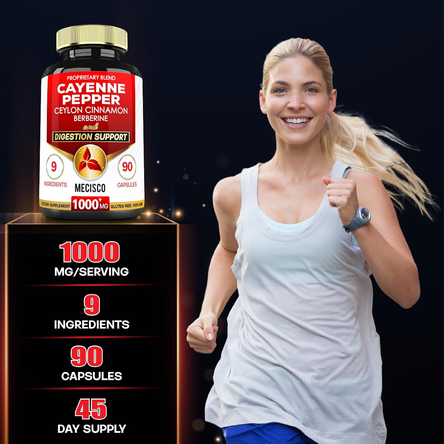 Cayenne Pepper Supplements with Turmeric Curcumin Root, Berberine Hcl, Ceylon Cinnamon Bark & More - 90 Capsules - Support Digestion Health, Immune System & Body Balance image number 4