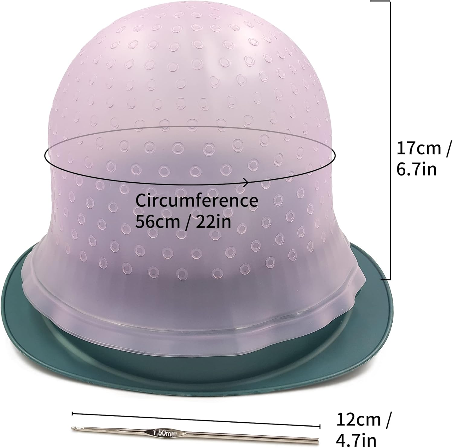 Losaria Highlighting Cap with Holes Already in Silicone Reusable Highlighting Cap Hair Dye Cap with Holes Tipping Caps Hair Salon Hairdressing Highlight Cap and Hook Kit (Purple) image number 1