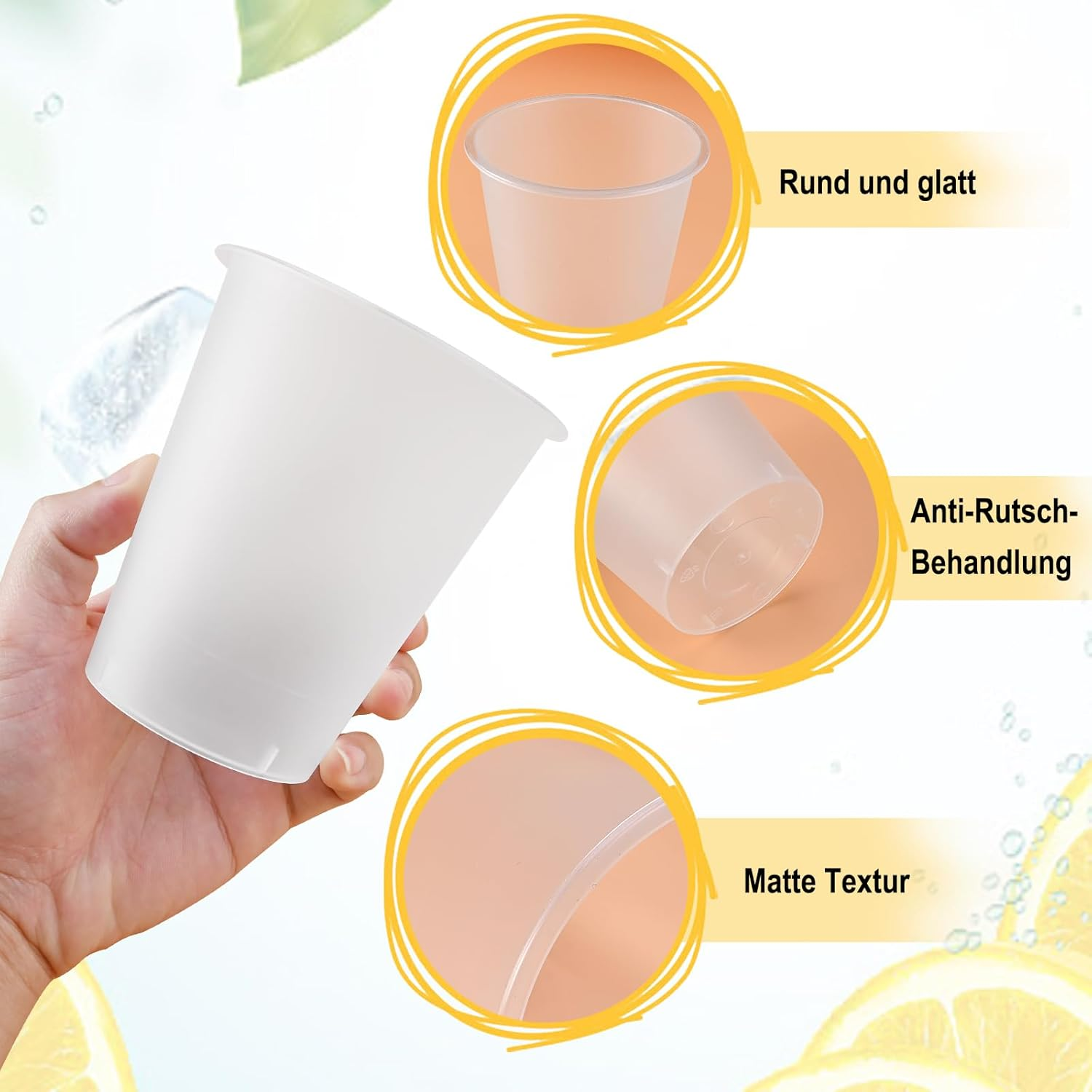 Pack of 50 Plastic Cups, Reusable 360 Ml Frosted Plastic Cups, Party Cups Set for Drinks Parties, Birthday, Wedding, Christmas