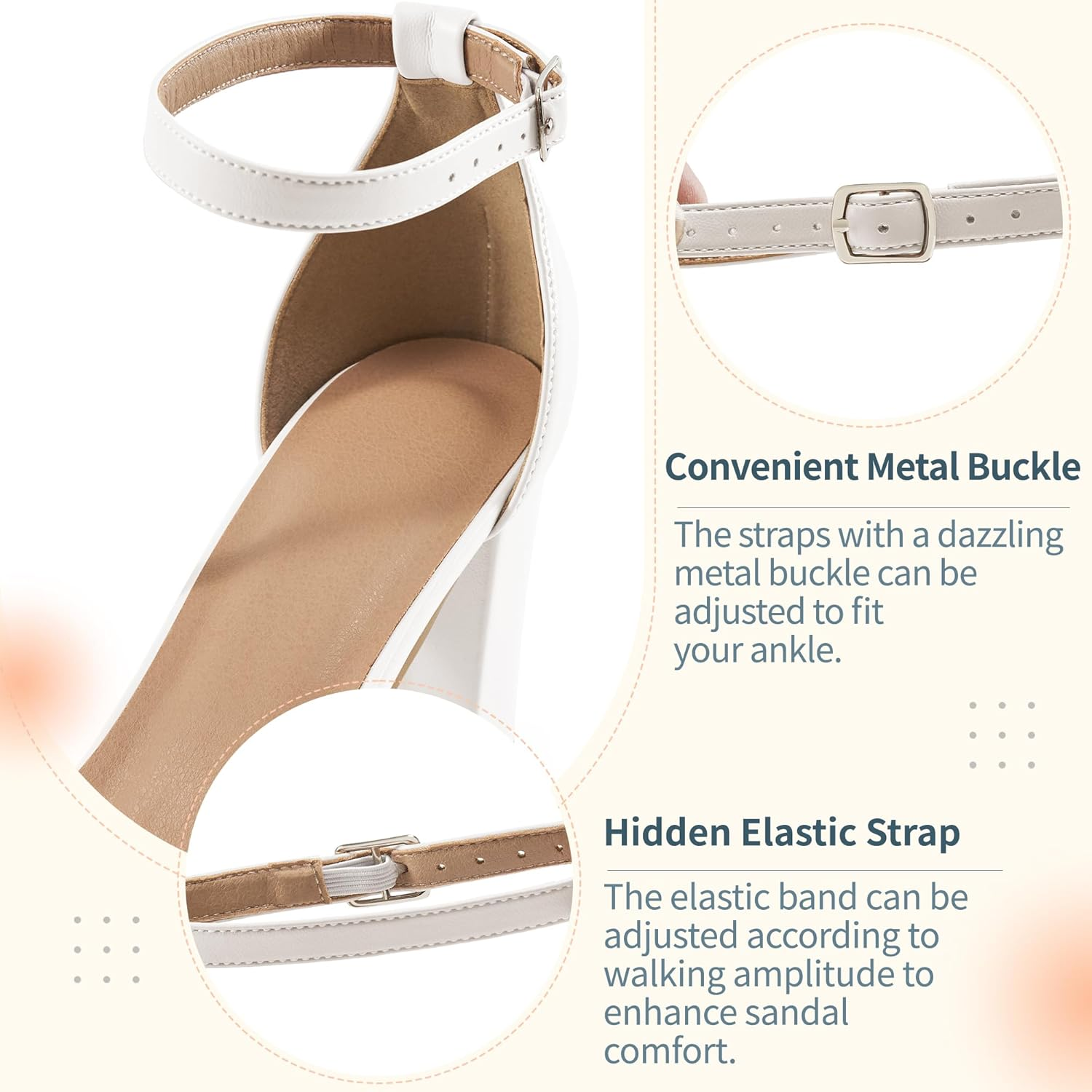 Aomigoct Chunky Heels for Women Wedding: Black 8 Dressy Comfortable High Heeled Sandals for Fashion Bridal with Crystal Decor image number 7