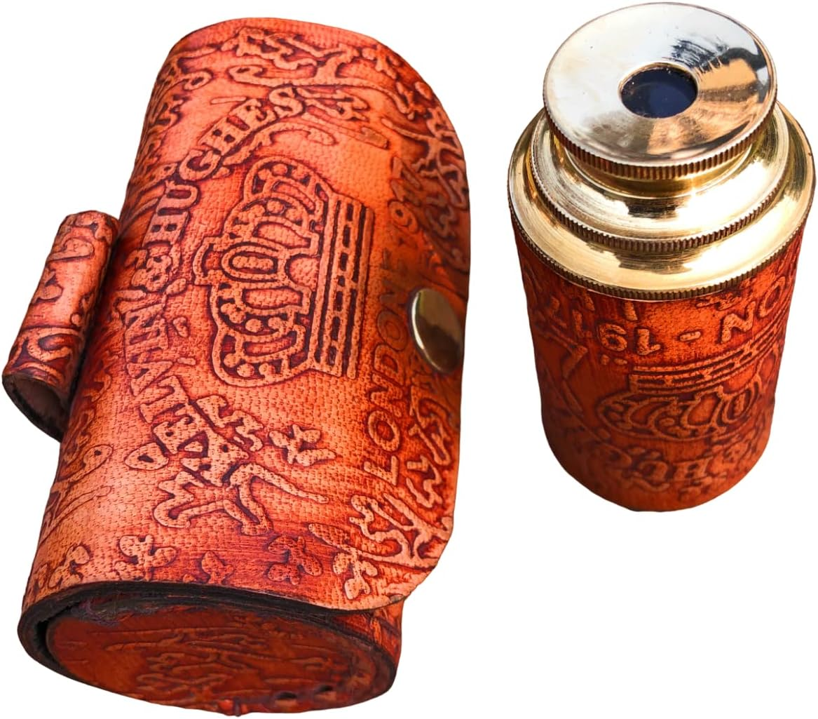 Nautical Handheld Pirate Brass Telescope with Box/Case Sailor Home Decor Pirate Captain Boat Gift (6", Kelvin & Hughes) - Brass image number 6