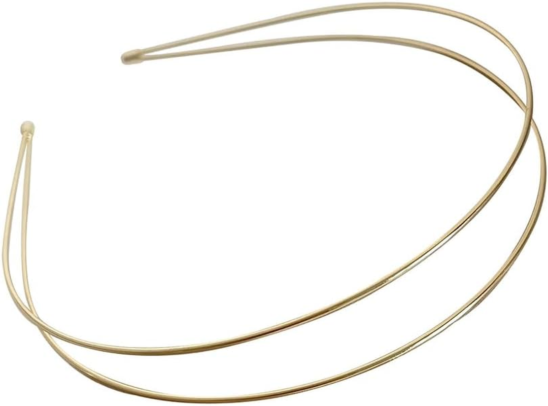 Thin Metal Headbands Double Row Solid Color Non Slip Headbands Simple Party Headbands Gold 2 Pack image number 4