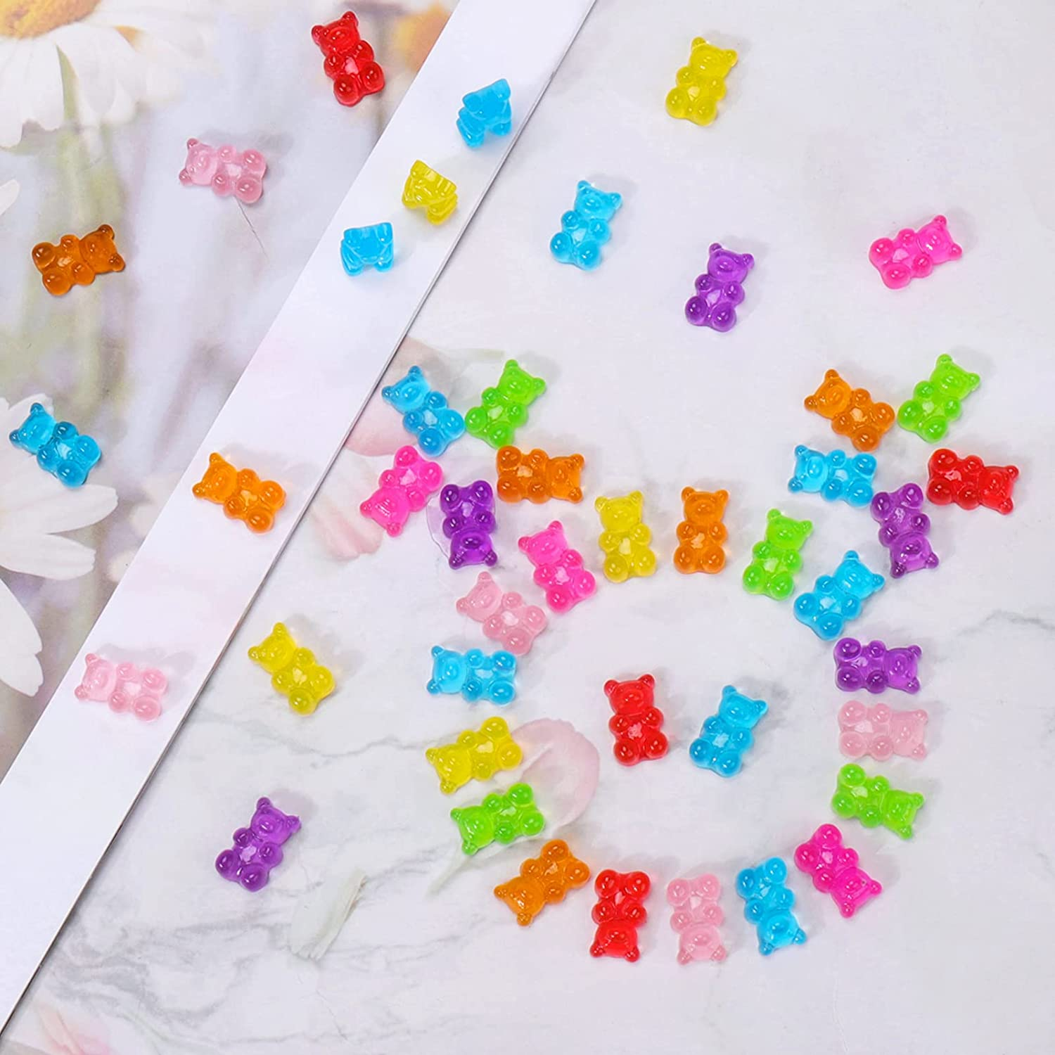 Palksky 160 Pcs Nail Charms - 3D, Gummy Bear Nail Charms for Nail Decoration, Kawaii Nail Art Supplies (8 Colors) image number 3