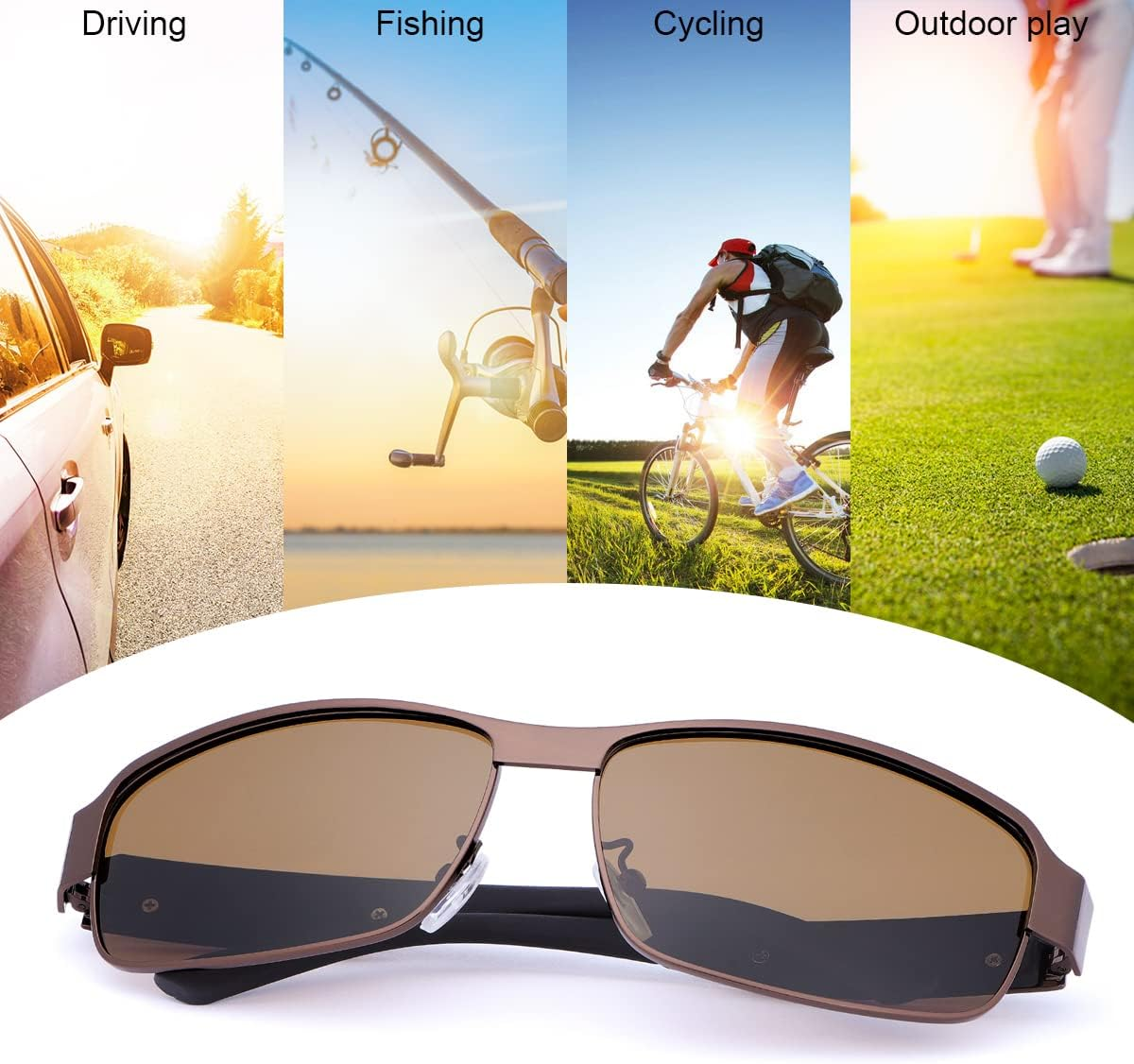 MIRYEA Polarized Sunglasses Mens UV400 Protection Lightweight Sun Glasses UV400 Protection, Sports, Fashion, Driving, Golf, Fishing, Outdoor