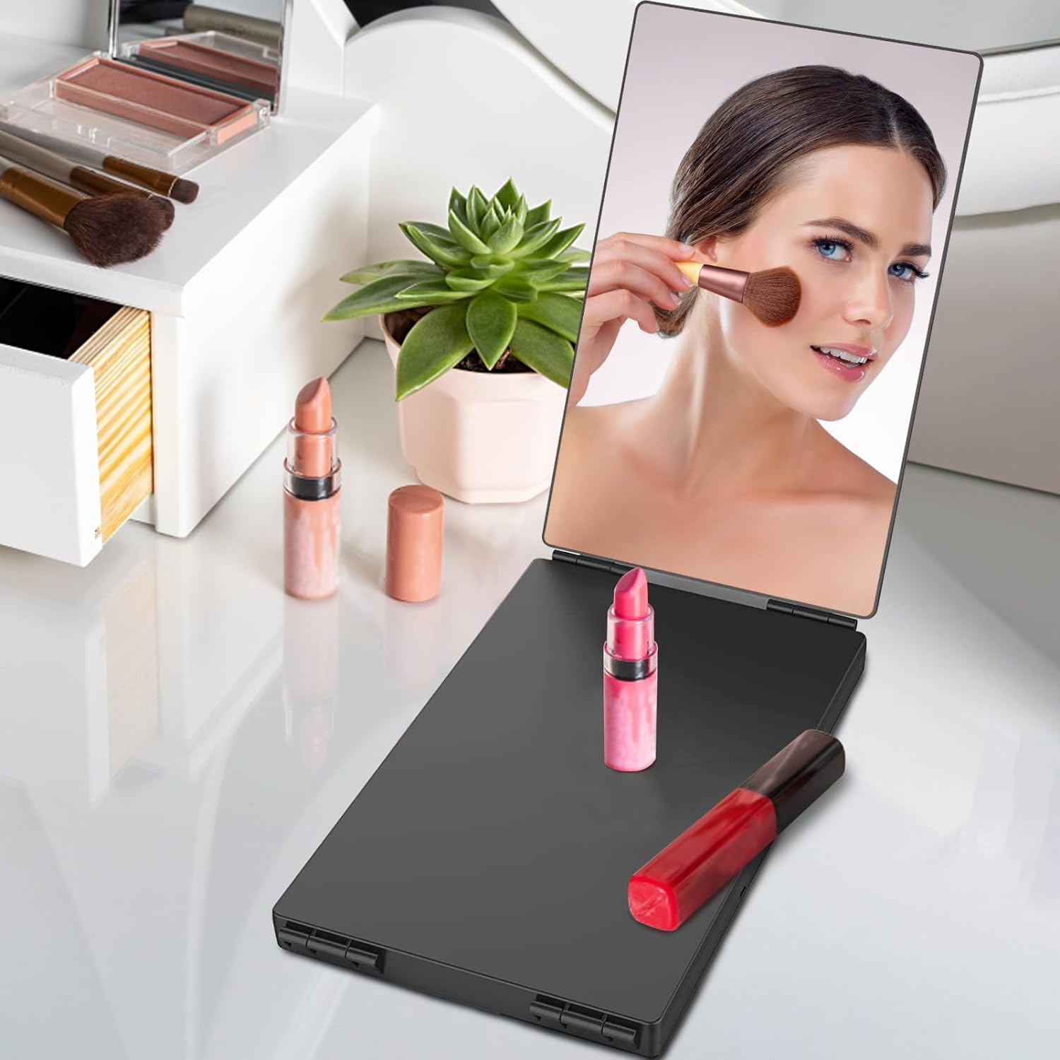 3 Way Mirror for Self Hair Cutting, 360 Trifold Barber Mirrors 3 Sided Makeup Mirror to See Back of Head, Used for Hair Coloring, Braiding, DIY Haircut Tool Are Good Gifts for Men Women (Without LED) image number 4