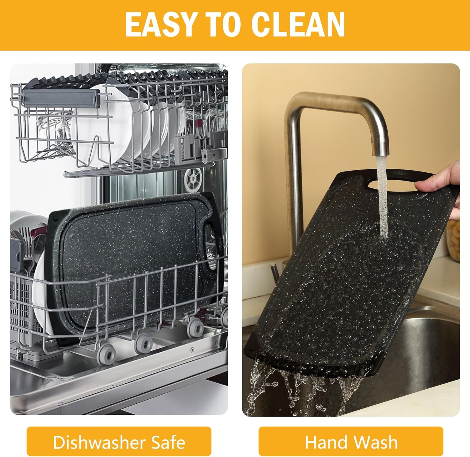 BEWOS 3 Piece Non-Slip Chopping Board Set (S/M/L) with Grinding Zone - Premium Cutting Boards Featuring Hangable Handles Secure, Deep Juice Groove & Multi-Surface Use for Home to Camping image number 5