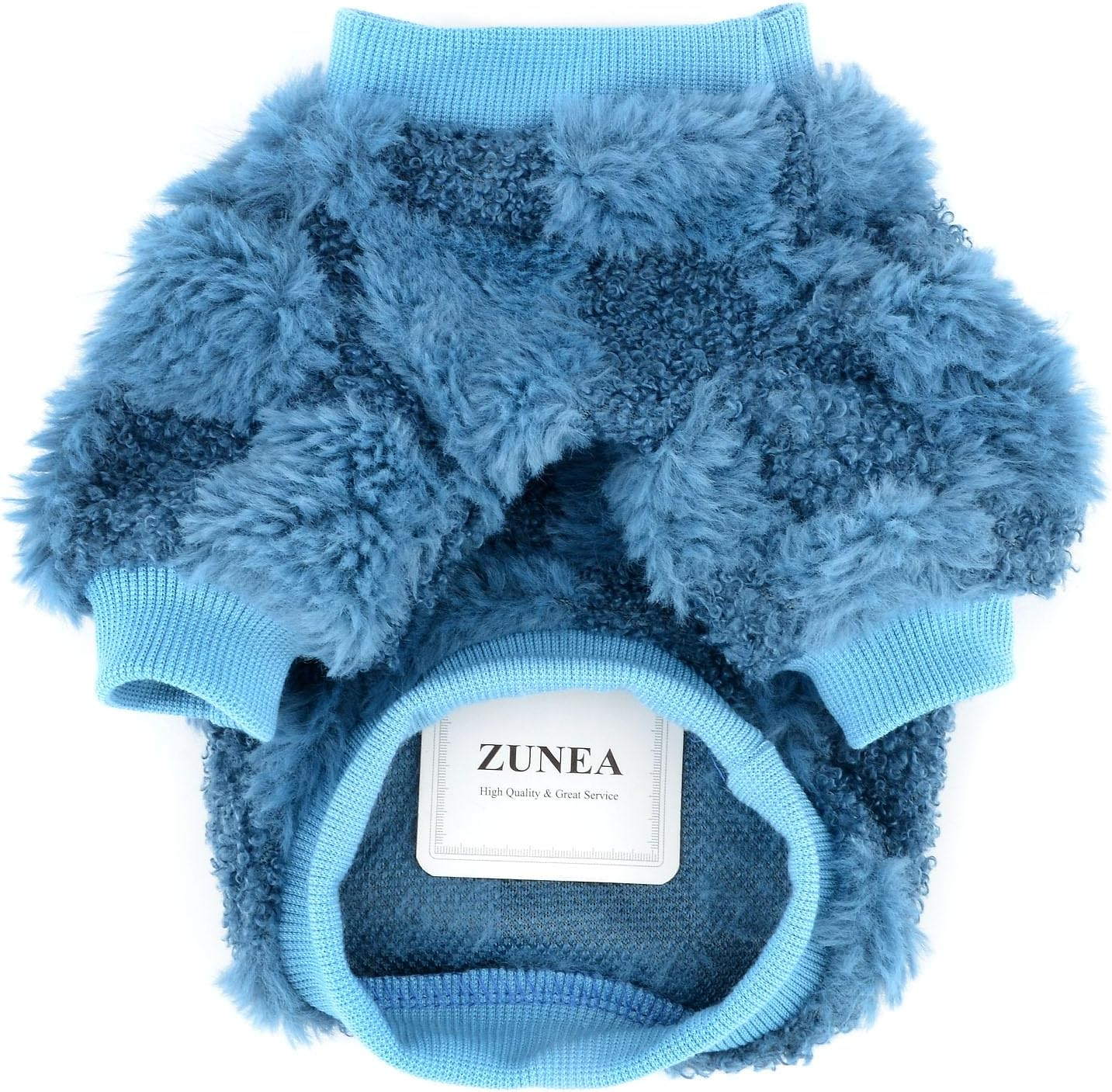 Zunea Small Dog Jumpers with D-Ring Fuzzy Sherpa Fleece Winter Sweater Coats Soft Warm Pullover Puppy Clothes Cold Weather Jackets Pet Dogs Girl Boy Sweatshirt Apparel for Chihuahua Yorkie Blue S image number 7