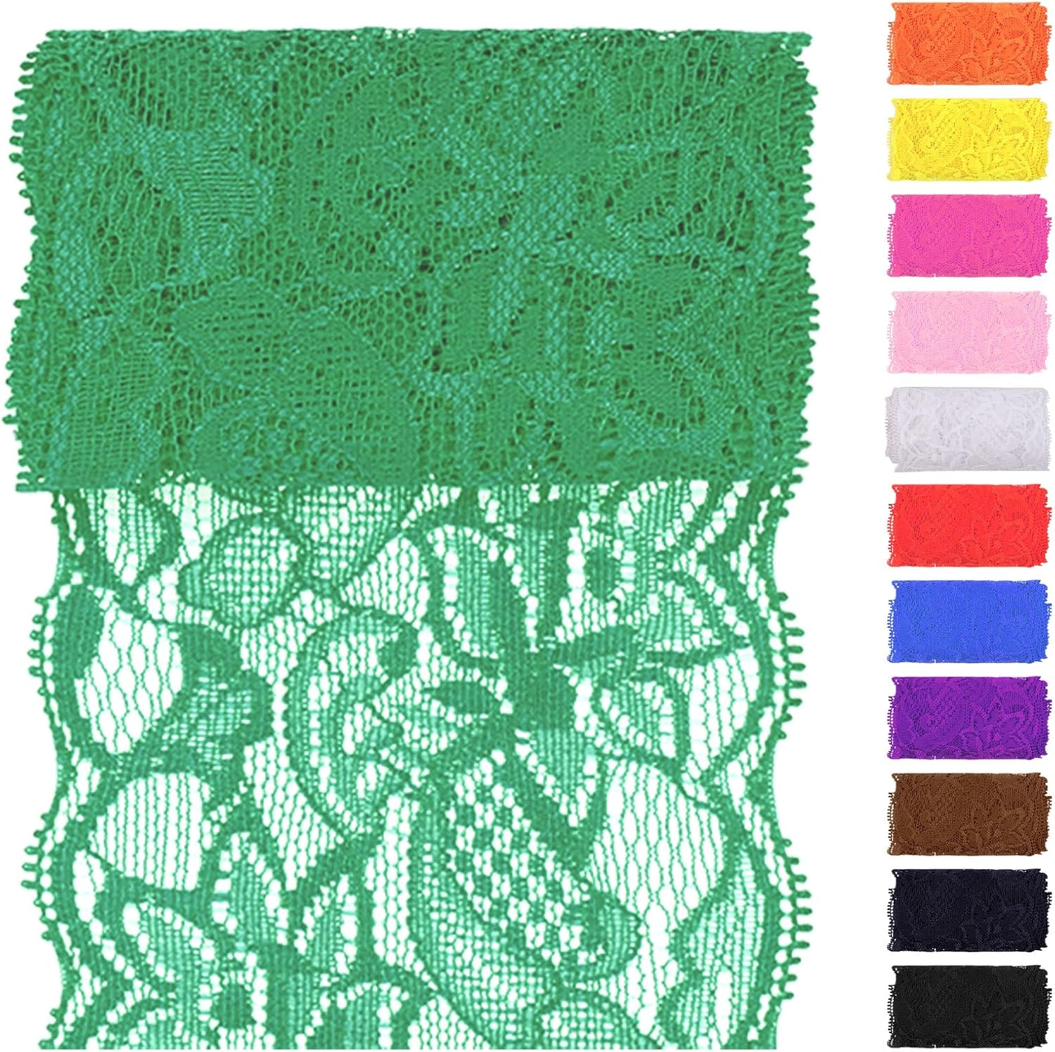 Swpeet 5 Yard by 3.15" Wide Yellow Lace Fabric Stretch Elastic, Trim Lace Ribbon, Elastic Sewing Trim Ribbon for Garment, Headbands, Wedding Bouquet Making DIY Crafts