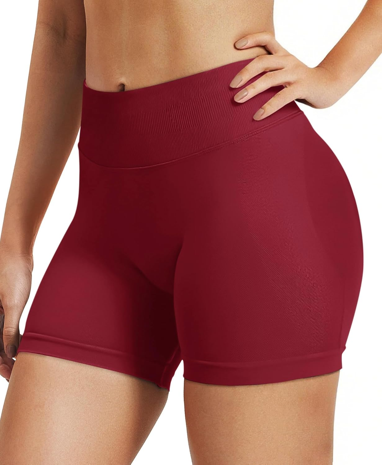 Fisoew Women Workout Impact Shorts 3.6"/ 4.5"/ 6" Scrunch Butt Lifting Gym Seamless Booty Biker Shorts image number 3