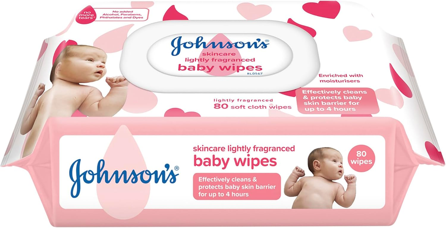 Johnson'S Baby Lightly Fragranced Baby Wipes 960 Pack (80 X 12S) VALUE PACK | Enriched with Moisturisers | Hydrates, Nourishes & Protects Baby Skin Barrier